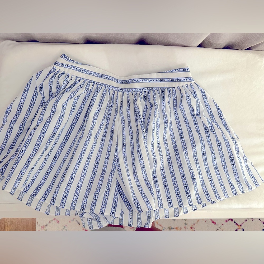 Caroline Constas Blue and White Shorts